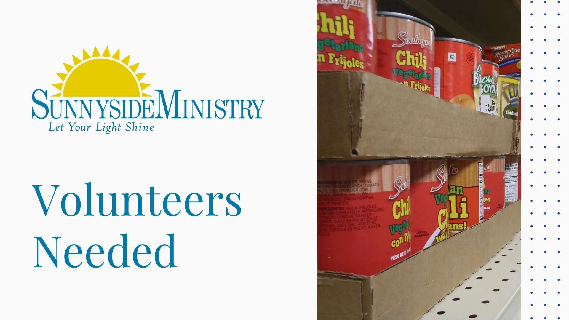 Volunteers Needed for Sunnyside Ministry Friedberg Moravian Church